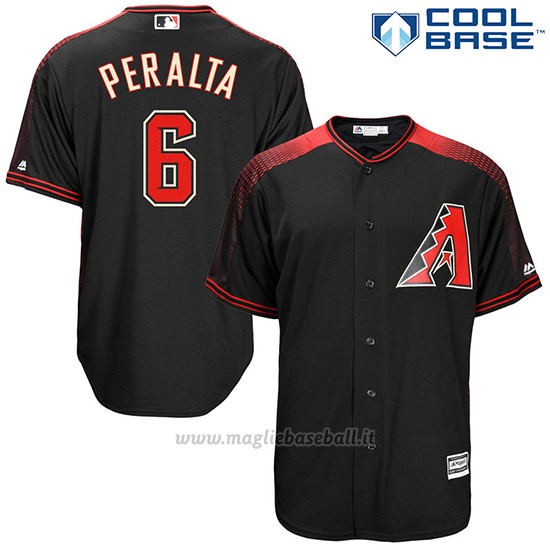Maglia Baseball Uomo Arizona Diamondbacks 6 Peralta Nero Cool Base